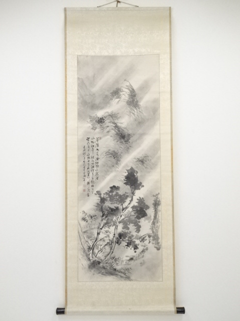 JAPANESE HANGING SCROLL / HAND PAINTED / SCENERY / BY ITSUUN KINOSHITA (1862)